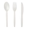 3-Piece White CPLA Fork, Knife & Spoon Cutlery Set, Individually Wrapped - Case of 250