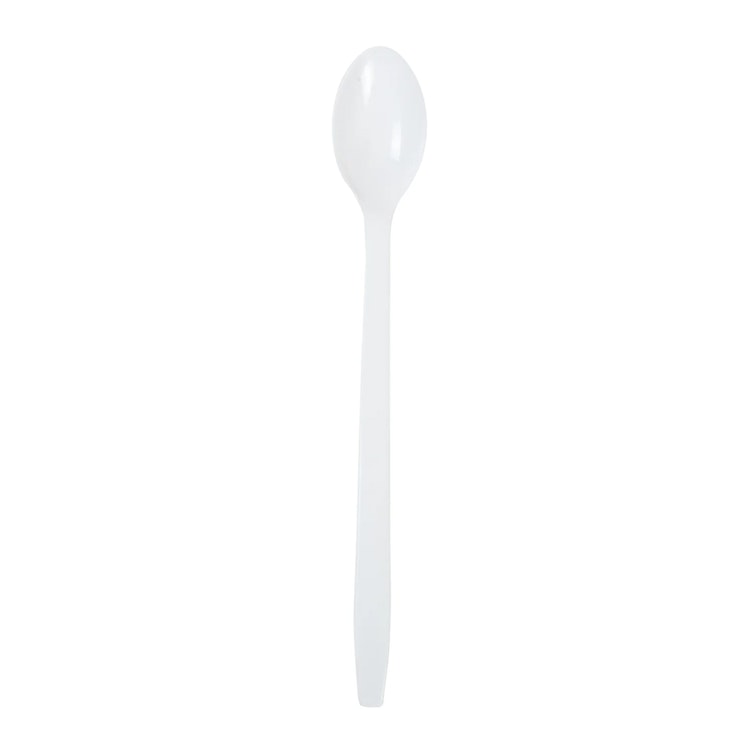 White Polypropylene Long Soda Spoon, Bulk Packaged - Case of 1000