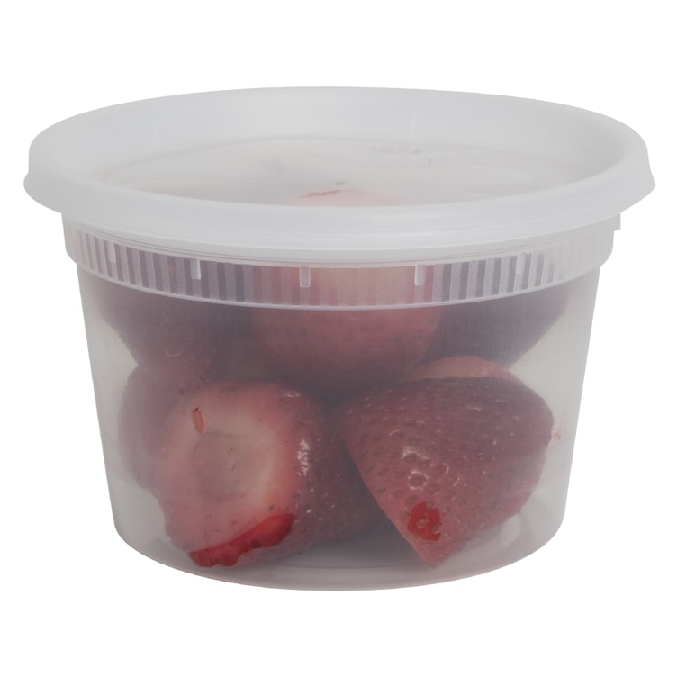 16 oz. Clear Polypropylene Recyclable Round Deli Container with Lid - Case of 240
