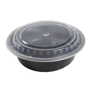 16 oz. Black Polypropylene Microwaveable Round To-Go Container with Clear Lid - Case of 150