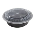 16 oz. Black Polypropylene Microwaveable Round To-Go Container with Clear Lid - Case of 150