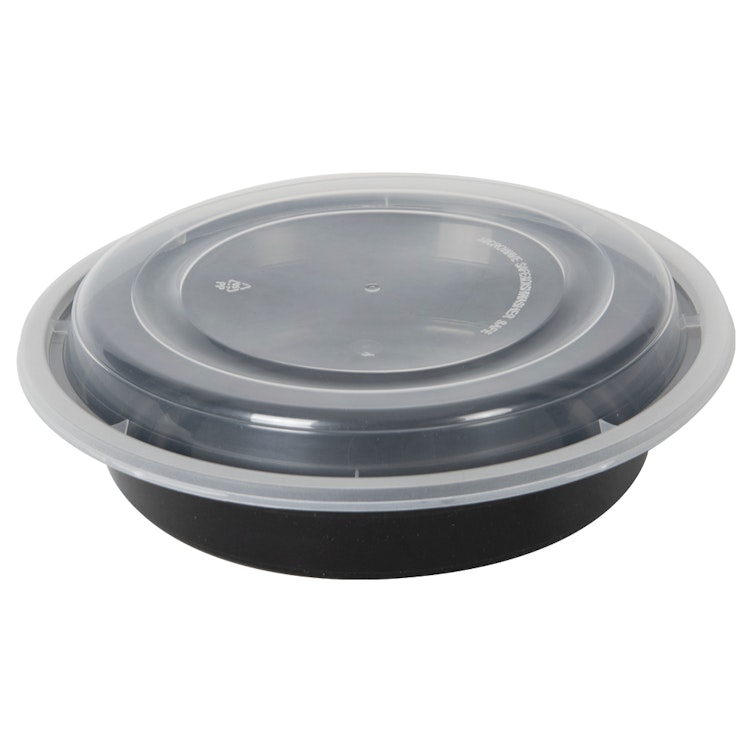 16 oz. Black Polypropylene Microwaveable Round To-Go Container with Clear Lid - Case of 150