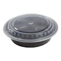24 oz. Black Polypropylene Microwaveable Round To-Go Container with Clear Lid - Case of 150