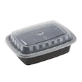 12 oz. Black Polypropylene Microwaveable Rectangular To-Go Container with Clear Lid - Case of 150