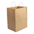 12" W x 15" L + 9" BG Large Brown Kraft Paper Bags with Twisted Handles - Case of 200