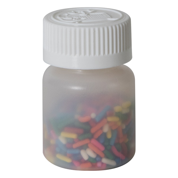 1 oz. Wide Mouth Round Natural HDPE Jars with 28/400 White Ribbed CRC Cap with F217 Liner