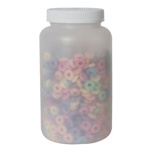 66.6 oz. Wide Mouth Round Natural HDPE Jars with 89/400 White Ribbed CRC Cap with F217 Liner