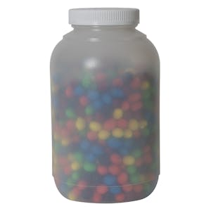 128 oz. Wide Mouth Round Natural HDPE Jar with 89/400 White Ribbed CRC Cap with F217 Liner