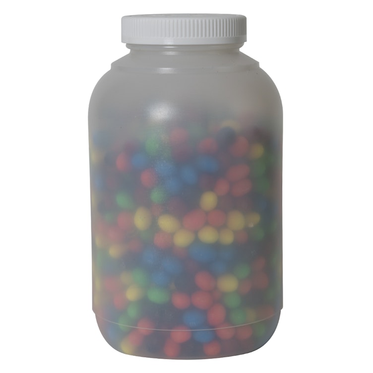 128 oz. Wide Mouth Round Natural HDPE Jars with 89/400 White Ribbed CRC Cap with F217 Liner