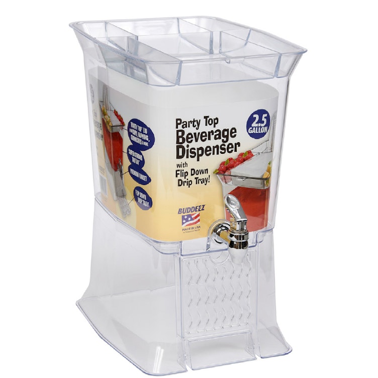 2-1/2 Gallon "Party Top" Beverage Dispenser with Drip Tray - Case of 2