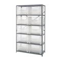 42" W x 18" D x 75" Hgt. Giant Stack Steel Shelving System Unit with 10 - 15-1/4" L x 19-7/8" W x 12-7/16" Hgt. Clear Bins