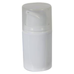 15mL White Airless Dispenser with 20mm Snap-On Cap & Natural Hood