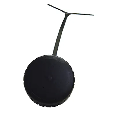 2.25" Neck Dia. Top Vented Black HDPE Buttress Multi-Purpose Tank Cap with Tether
