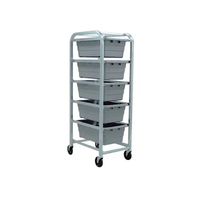 5-Tub Gray Rack Cart - 27" L x 19" W x 61" Hgt.