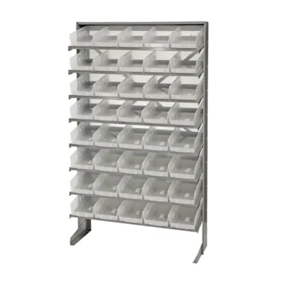 Economy Single-Sided Pick Rack Sloped Shelving Systems with 40 Clear Bins