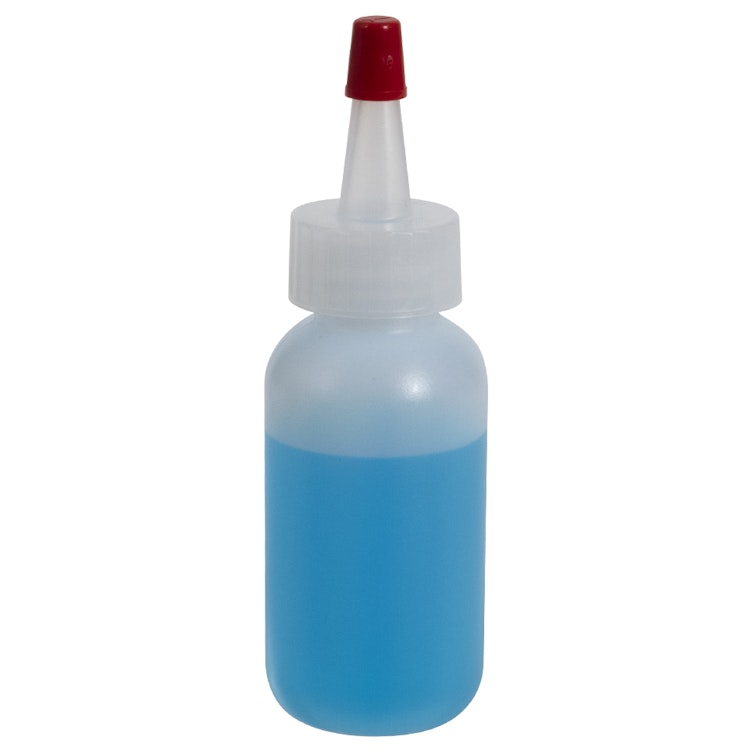 1 oz. Natural HDPE Boston Round Bottle with 20/400 Natural Yorker Dispensing Cap