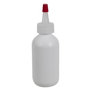 2 oz. White HDPE Boston Round Bottle with 20/400 Natural Yorker Dispensing Cap