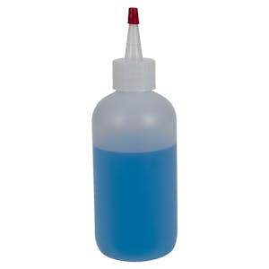8 oz. Natural HDPE Boston Round Bottle with 24/410 Natural Yorker Dispensing Cap
