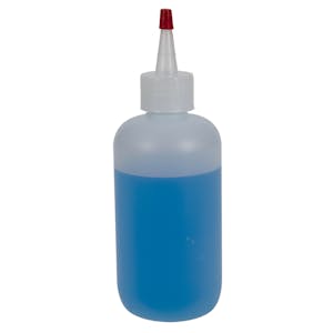 12 oz. Natural HDPE Boston Round Bottle with 24/410 Natural Yorker Dispensing Cap