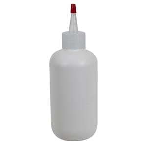 12 oz. White HDPE Boston Round Bottle with 24/410 Natural Yorker Dispensing Cap
