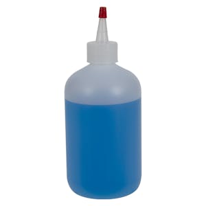 16 oz. Natural HDPE Boston Round Bottle with 28/410 Natural Yorker Dispensing Cap