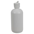 4 oz. White HDPE Boston Round Bottle with 24/410 White Ribbed Flip-Top Dispensing Cap
