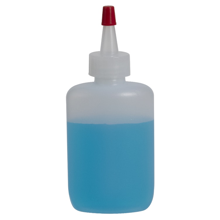 4 oz. White HDPE Oval Bottle with 20/400 Natural Yorker Dispensing Cap