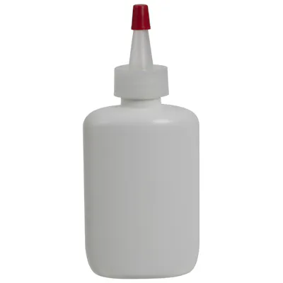 2 oz. White HDPE Oval Bottle with 20/400 Natural Yorker Dispensing Cap with Regular Red Tip