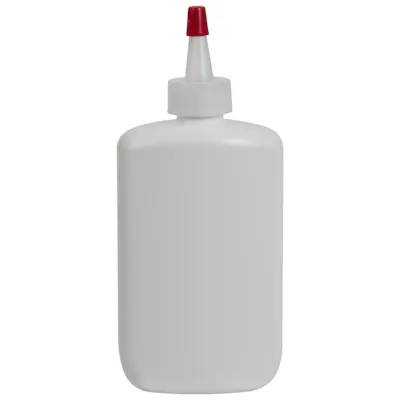 4 oz. White HDPE Oval Bottle with 24/410 Natural Yorker Dispensing Cap with Regular Red Tip