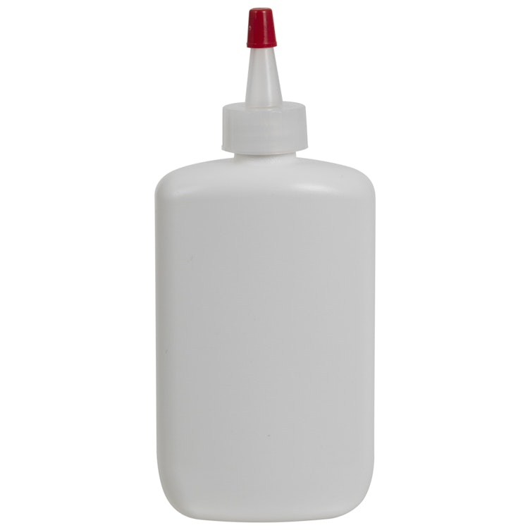 8 oz. White HDPE Oval Bottle with 24/410 Natural Yorker Dispensing Cap