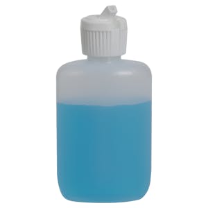 4 oz. Natural HDPE Oval Bottle with 24/410 White Ribbed Flip-Top Dispensing Cap