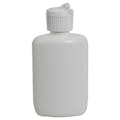 2 oz. White HDPE Oval Bottle with 20/410 White Ribbed Flip-Top Dispensing Cap