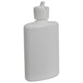 4 oz. White HDPE Oval Bottle with 20/410 White Ribbed Flip-Top Dispensing Cap