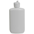 4 oz. White HDPE Oval Bottle with 20/410 White Ribbed Flip-Top Dispensing Cap