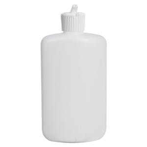 4 oz. White HDPE Oval Bottle with 24/410 White Ribbed Flip-Top Dispensing Cap