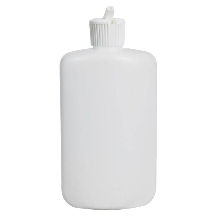 8 oz. White HDPE Oval Bottle with 24/410 White Ribbed Flip-Top Dispensing Cap