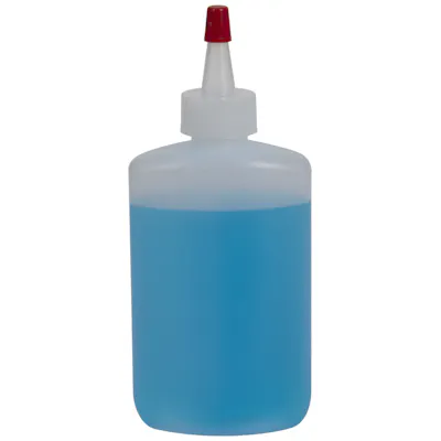 3 oz. Natural HDPE Oval Bottle with 20/400 Natural Yorker Dispensing Cap with Regular Red Tip