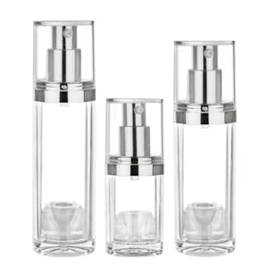 Clear Airless Treatment Bottles with Metallic Pump & Collar