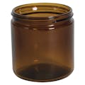16 oz. Amber Glass Straight-Sided Round Jar with 89/400 Neck - Case of 12 (Cap Sold Separately)