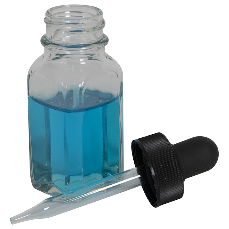 Square Glass Dropper Bottles with Caps