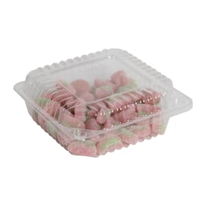 5" Shallow Clear Polystyrene Square Clamshell Food Container - Case of 700