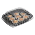 Small Black Polystyrene Food Display Tray with Clear Lid - Case of 250