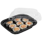 Small Black Polystyrene Food Display Tray with Clear Lid - Case of 250