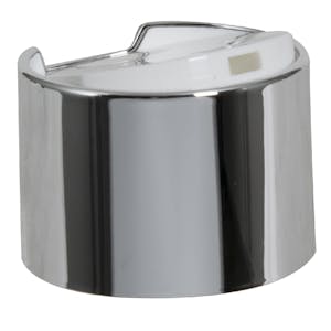 24/410 Silver & White Polypropylene Oversized Disc-Top Dispensing Cap with 0.250" Orifice