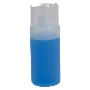 6 oz. Natural HDPE Cylinder Straight Bottom Bottle with 24/410 Natural Oversized Disc-Top Dispensing Cap
