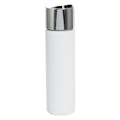 8 oz. White PVC Cylindrical Bottle with 24/410 Silver & Black Oversized Disc-Top Dispensing Cap