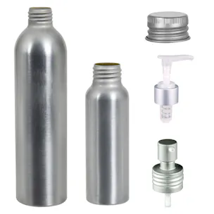Brushed Aluminum Bottles, Caps & Pumps