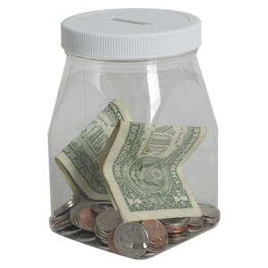 32 oz. Clear PET Square Jar with 89/400 White Slotted Cap