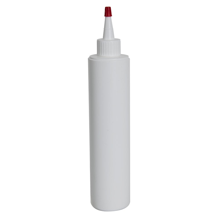 10 oz. White HDPE Cylindrical Sample Bottle with 24/410 White Yorker Dispensing Cap