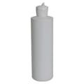 16 oz. White HDPE Cylindrical Sample Bottle with 28/400 White Ribbed Flip-Top Dispensing Cap
